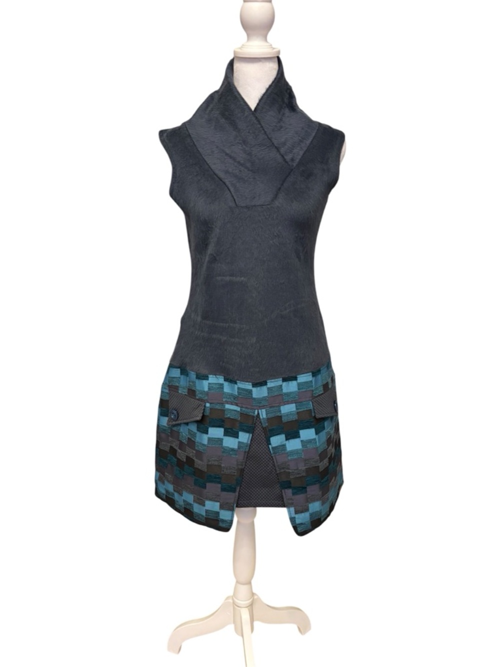 🖤 Euro Textured Patchwork Mini Dress 🖤
